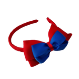 School Woven Double Cherish Bow Headband School Uniform Headband Hair Accessories Pinkberry Kisses Red Royal Blue