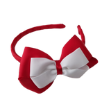 School Woven Double Cherish Bow Headband School Uniform Headband Hair Accessories Pinkberry Kisses Red White