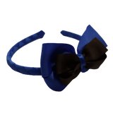 School Woven Double Cherish Bow Headband School Uniform Headband Hair Accessories Pinkberry Kisses Royal Blue Brown