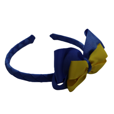 School Woven Double Cherish Bow Headband School Uniform Headband Hair Accessories Pinkberry Kisses Royal Blue Daffodil Blue