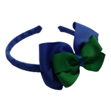 School Woven Double Cherish Bow Headband School Uniform Headband Hair Accessories Pinkberry Kisses Royal Blue Emerald Green