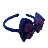 School Woven Double Cherish Bow Headband School Uniform Headband Hair Accessories Pinkberry Kisses Royal Blue Grape