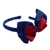 School Woven Double Cherish Bow Headband School Uniform Headband Hair Accessories Pinkberry Kisses Royal Blue Hot Pink