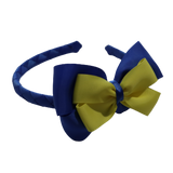 School Woven Double Cherish Bow Headband School Uniform Headband Hair Accessories Pinkberry Kisses Royal Blue Lemon