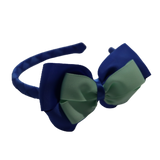 School Woven Double Cherish Bow Headband School Uniform Headband Hair Accessories Pinkberry Kisses Royal Blue Light Pastel Green