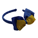 School Woven Double Cherish Bow Headband School Uniform Headband Hair Accessories Pinkberry Kisses Royal Blue Maize Yellow