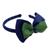 School Woven Double Cherish Bow Headband School Uniform Headband Hair Accessories Pinkberry Kisses Royal Blue Mint Green