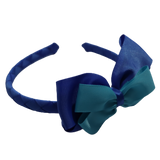 School Woven Double Cherish Bow Headband School Uniform Headband Hair Accessories Pinkberry Kisses Royal Blue misty Turquoise