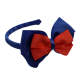 School Woven Double Cherish Bow Headband School Uniform Headband Hair Accessories Pinkberry Kisses Royal Blue Neon Orange