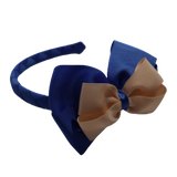 School Woven Double Cherish Bow Headband School Uniform Headband Hair Accessories Pinkberry Kisses Royal Blue Peach 