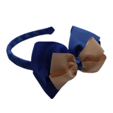 School Woven Double Cherish Bow Headband School Uniform Headband Hair Accessories Pinkberry Kisses Royal Blue Peach