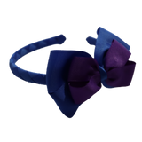 School Woven Double Cherish Bow Headband School Uniform Headband Hair Accessories Pinkberry Kisses Royal Blue Purple