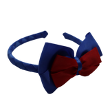 School Woven Double Cherish Bow Headband School Uniform Headband Hair Accessories Pinkberry Kisses Royal Blue Red