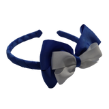 School Woven Double Cherish Bow Headband School Uniform Headband Hair Accessories Pinkberry Kisses Royal Blue White