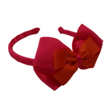 School Woven Double Cherish Bow Headband School Uniform Headband Hair Accessories Pinkberry Kisses Shocking Pink Autumn Orange