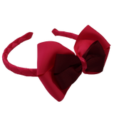 School Woven Double Cherish Bow Headband School Uniform Headband Hair Accessories Pinkberry Kisses Shocking Pink Burgundy