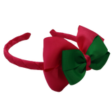 School Woven Double Cherish Bow Headband School Uniform Headband Hair Accessories Pinkberry Kisses Shocking Pink Emerald Green