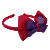 School Woven Double Cherish Bow Headband School Uniform Headband Hair Accessories Pinkberry Kisses Shocking Pink Grape