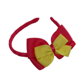 School Woven Double Cherish Bow Headband School Uniform Headband Hair Accessories Pinkberry Kisses Shocking Pink Lemon Yelllow