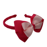 School Woven Double Cherish Bow Headband School Uniform Headband Hair Accessories Pinkberry Kisses Shocking Pink Light Pink