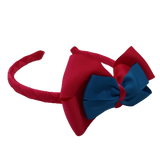School Woven Double Cherish Bow Headband School Uniform Headband Hair Accessories Pinkberry Kisses Shocking Pink Methyl Blue