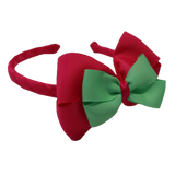 School Woven Double Cherish Bow Headband School Uniform Headband Hair Accessories Pinkberry Kisses Shocking Pink Mint Green