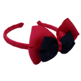 School Woven Double Cherish Bow Headband School Uniform Headband Hair Accessories Pinkberry Kisses Shocking Pink  Navy Blue