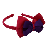 School Woven Double Cherish Bow Headband School Uniform Headband Hair Accessories Pinkberry Kisses Shocking Pink  Purple