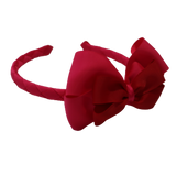 School Woven Double Cherish Bow Headband School Uniform Headband Hair Accessories Pinkberry Kisses Shocking Pink Red