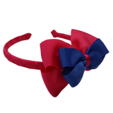 School Woven Double Cherish Bow Headband School Uniform Headband Hair Accessories Pinkberry Kisses Shocking Pink Royal Blue
