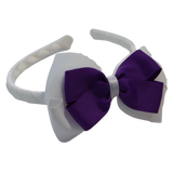 School Woven Double Cherish Bow Headband School Uniform Headband Hair Accessories Pinkberry Kisses White Grape