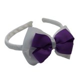 School Woven Double Cherish Bow Headband School Uniform Headband Hair Accessories Pinkberry Kisses White Grape