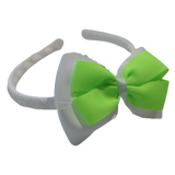 School Woven Double Cherish Bow Headband School Uniform Headband Hair Accessories Pinkberry Kisses White Key Lime