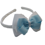 School Woven Double Cherish Bow Headband School Uniform Headband Hair Accessories Pinkberry Kisses White Light Blue 