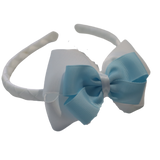 School Woven Double Cherish Bow Headband School Uniform Headband Hair Accessories Pinkberry Kisses White Light Blue