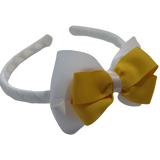 School Woven Double Cherish Bow Headband School Uniform Headband Hair Accessories Pinkberry Kisses White Maize Yellow
