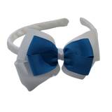 School Woven Double Cherish Bow Headband School Uniform Headband Hair Accessories Pinkberry Kisses White Methyl Blue