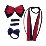 School Value Pack School Value Pack 4 Piece Hair Accessories - Pinkberry Kisses Navy Blue and Red School Uniform Hair Bows