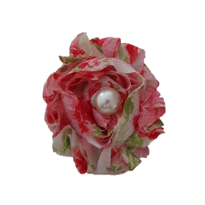 Shabby Chiffon Flower Hair Clip - Pink, Red and White Non Slip Baby and Toddler Hair Clip Pinkberry kisses 