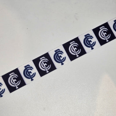 22mm (7/8) AFL Carlton Football Club Printed Grosgrain Ribbon by the meter Pinkberry Kisses Craft 