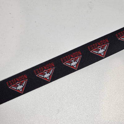22mm (7/8) AFL Essendon Bombers Printed Grosgrain Ribbon by the meter Pinkberry Kisses Craft 