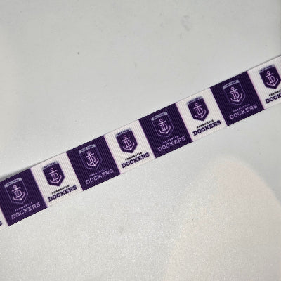 22mm (7/8) AFL Freemantle Dockers Printed Grosgrain Ribbon by the meter Pinkberry Kisses Craft 