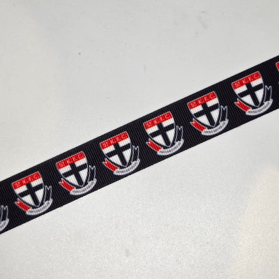 22mm (7/8) AFL St Kilda Saints Printed Grosgrain Ribbon by the meter Pinkberry Kisses Craft 
