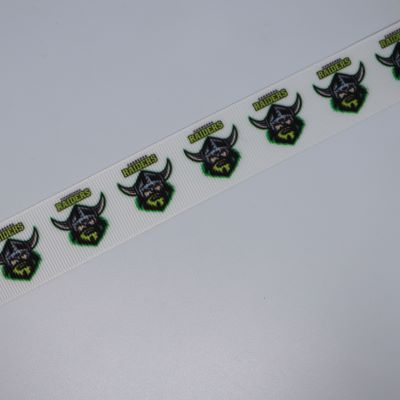 22mm (7/8) NRL Canberra Raiders Printed Grosgrain Ribbon by the meter Pinkberry Kisses