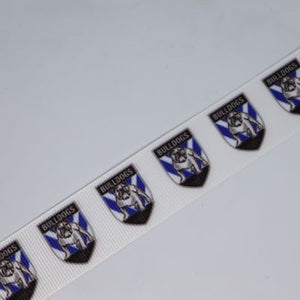 22mm (7/8) NRL Canterbury Bulldogs Printed Grosgrain Ribbon by the meter Pinkberry Kisses