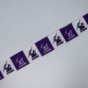 22mm (7/8) NRL Melbourne Storm Printed Grosgrain Ribbon by the meter Pinkberry Kisses