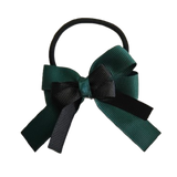 amore bow double layer colour school uniform Hair Tie school hair accessories hair bow baby girl pinkberry kisses Hunter Green Black