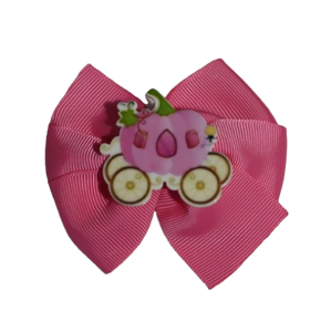 Bella Hair Bow - Pink Hair Bow with Princess Carriage Girls Hair Accessories - non slip hair clips Pinkberry Kisses