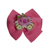 Bella Hair Bow - Pink Hair Bow with Princess Carriage Girls Hair Accessories - non slip hair clips Pinkberry Kisses