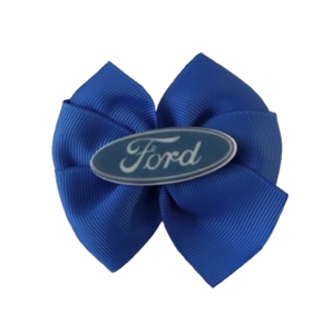 Bella Hair Bow - Royal Blue with Ford Badge- 9cm Girls Hair Accessories - non slip hair clips Pinkberry Kisses Hair Tie